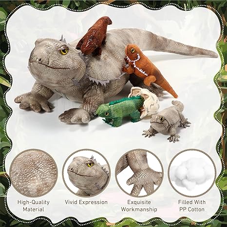 Bearded Dragon Plush Toy Set with Lizard Babies